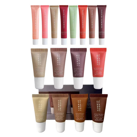 Summer Fridays Vanilla Beige Lip Balm Mini Lip Gloss Set: Moisturizing, Transparent Lip Makeup