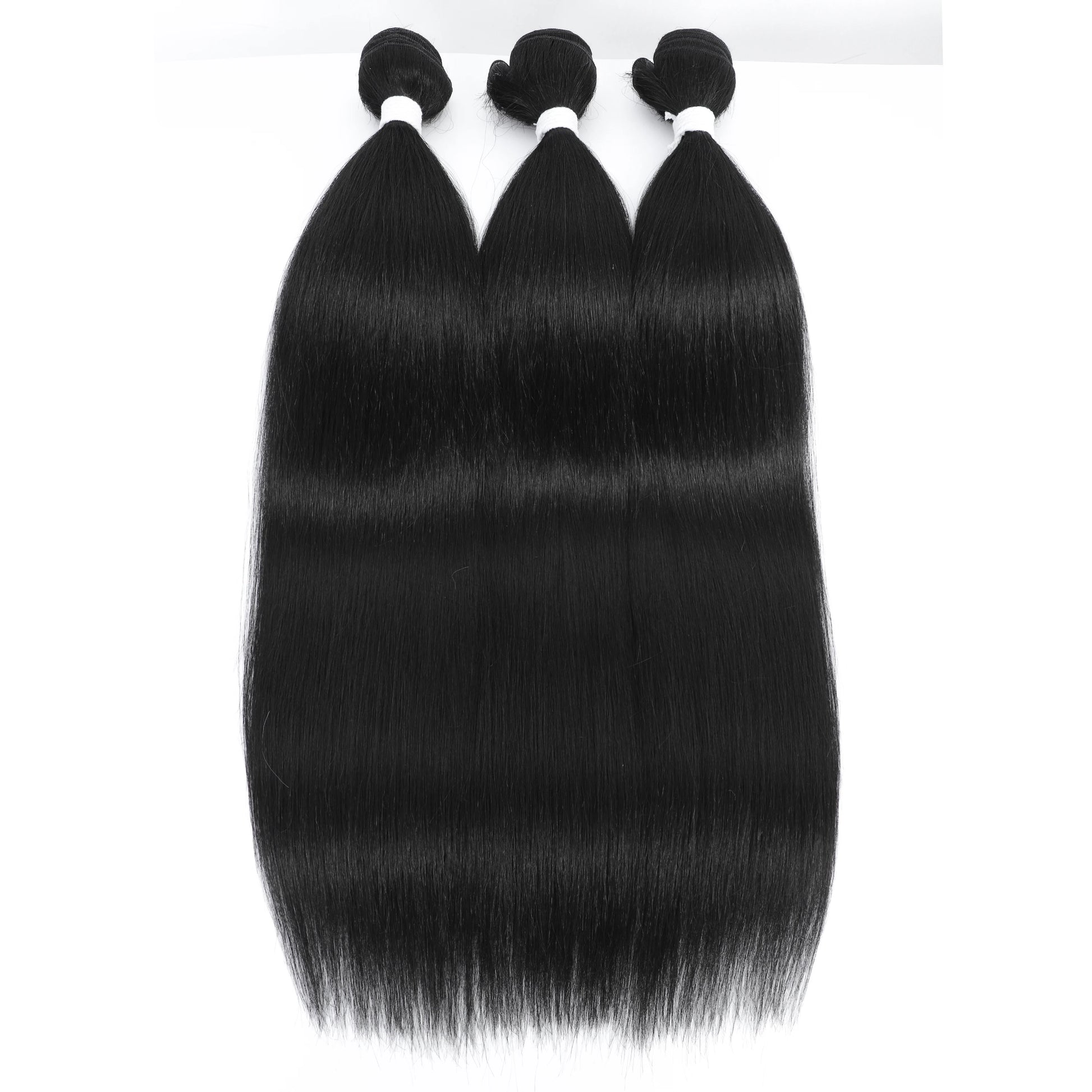 Bone Straight Hair Bundles – Synthetic Yaki Straight Extensions, Full-End Long Ponytail Weaving for Women
