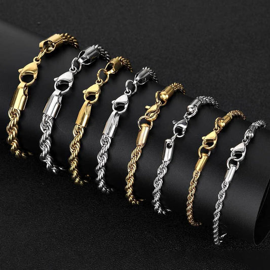 Twist Chain Bracelet – Retro Gold Fashion Jewelry for Men & Women
