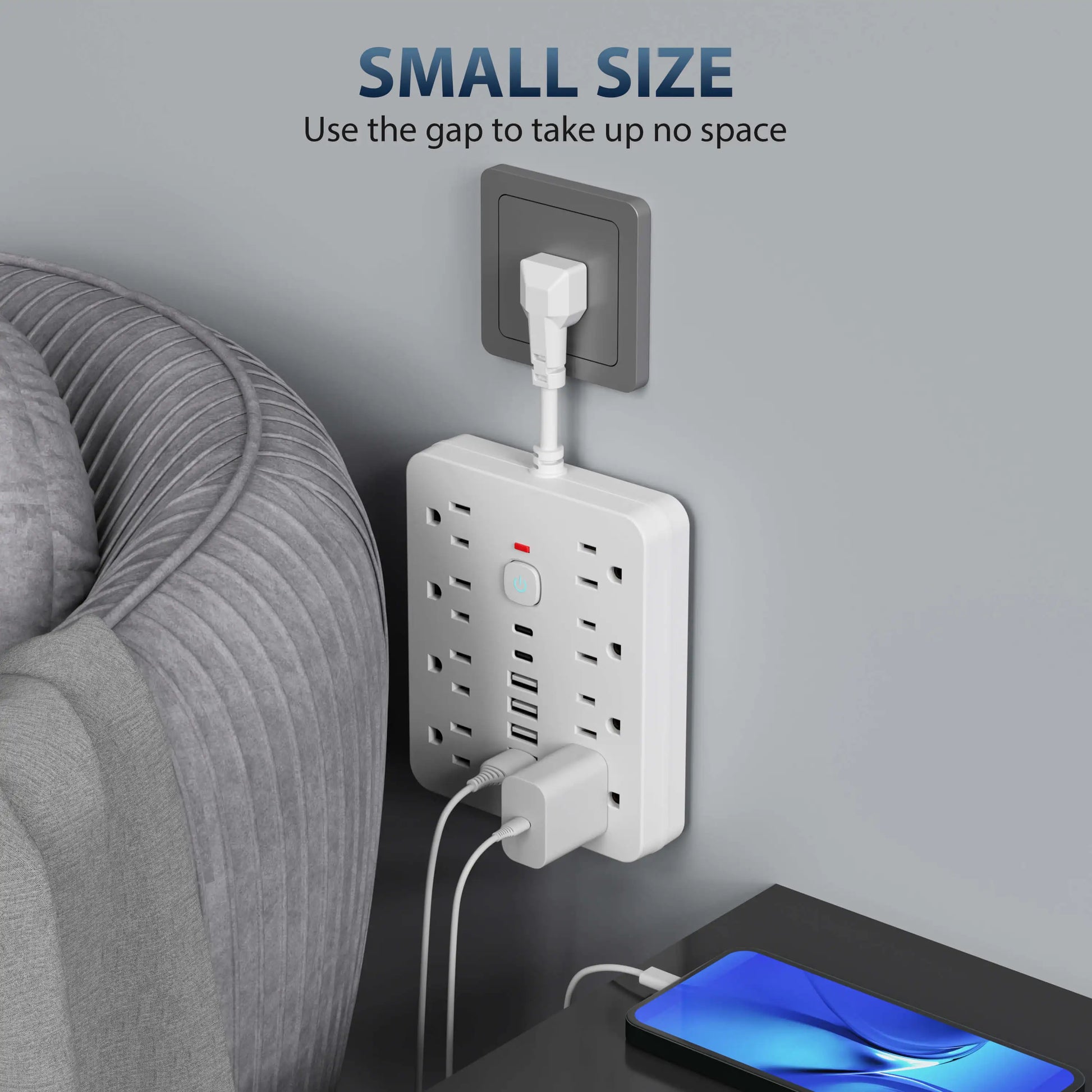 14-in-1 Power Outlet Surge Protector – 8 AC Outlets, 4 USB Ports, 2 Type-C, Desktop Charging Station with Overload Protection