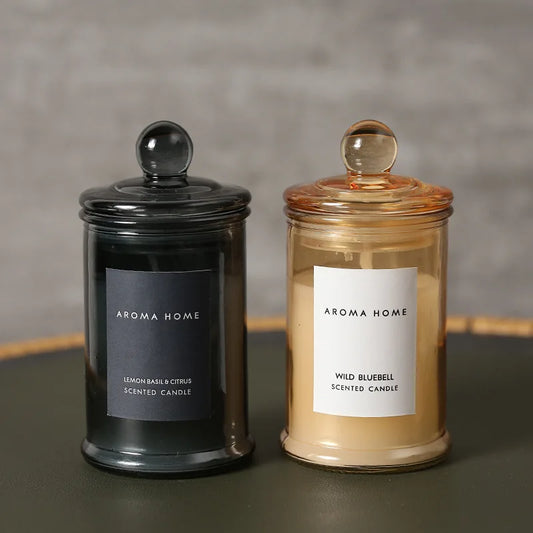 Aroma Home Vintage Glass Jar Candle – Soy Wax Aromatherapy Candle with Essential Oils for Home & Relaxation Décor