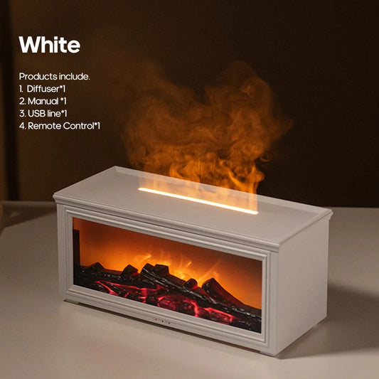 Kinscoter Mini Fireplace Aroma Diffuser – Colorful Flame, 280ml Waterless Humidifier with Auto-Off, Timer & Remote Control