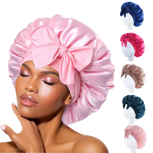 Satin Sleep Bonnet – Adjustable Silk Hair Bonnet with Tie Band for Women & Men, Nighttime Hair Protection
