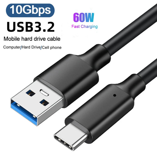 USB 3.2 to Type C 3.2 Cable – 10Gbps Data Transfer, 60W Fast Charging for SSD & Devices
