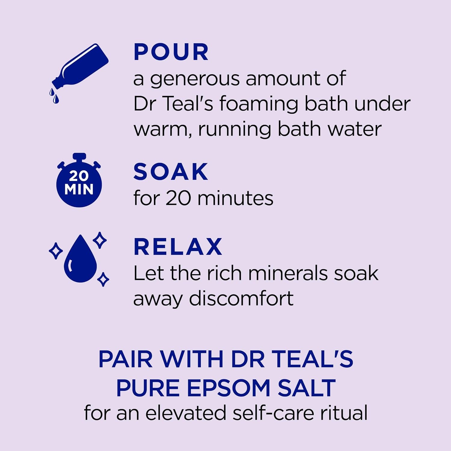 Dr Teal’s Foaming Bath with Pure Epsom Salt – Soothe & Sleep Lavender Bubble Bath Soak, Relaxing Aromatherapy Bath for Stress Relief & Better Sleep, 34 fl oz (Pack of 2)