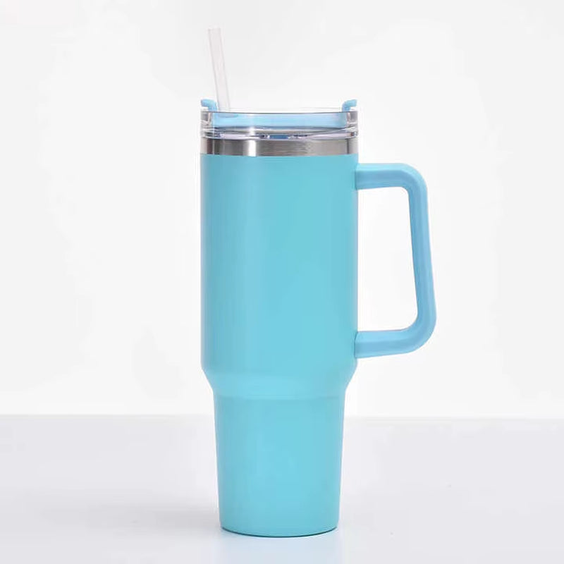 Stainless Steel Vacuum Tumbler 40oz – Travel Coffee Mug with Handle, Insulated Water Bottle & Outdoor Cup