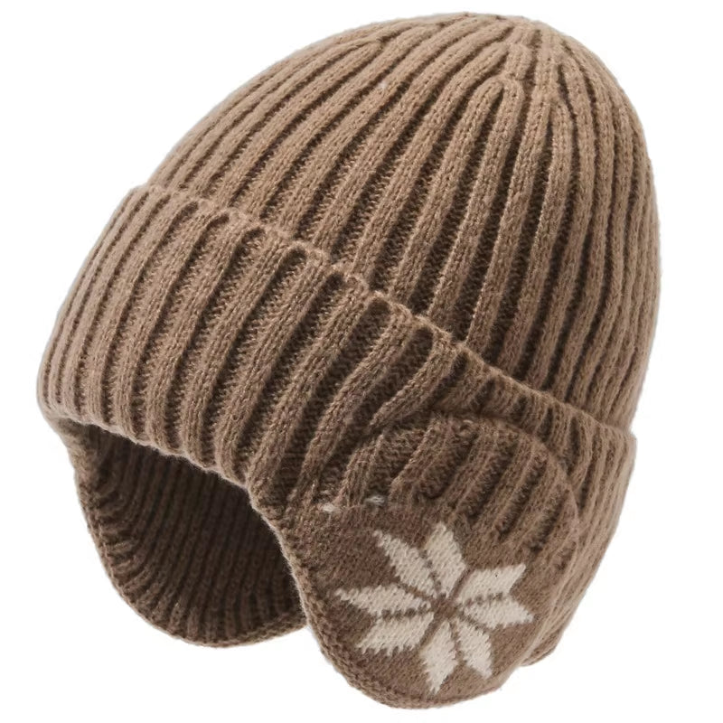 Warm Knitted Woolen Hat for Men and Women: Winter Ear Protection with Velvet Lining Beanie