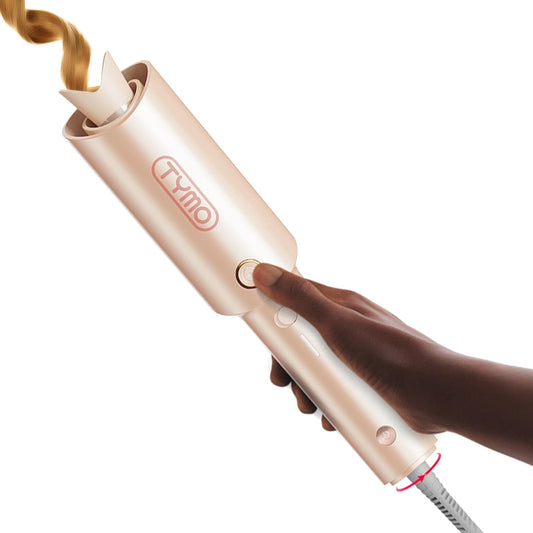 TYMO CURLPRO Automatic Rotating Curling Iron – 1 Inch Beach Wave Hair Curler Wand with 500M Ionic Technology, Ceramic Coating, Dual Voltage, Lightweight Travel-Friendly Design (Metallic Gray)