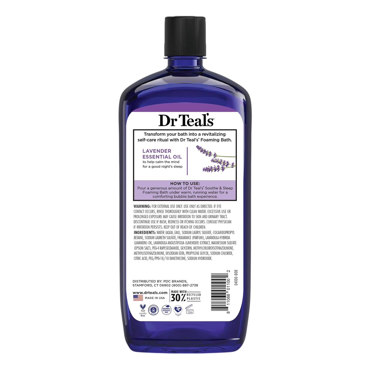 Dr Teal’s Foaming Bath with Pure Epsom Salt – Soothe & Sleep Lavender Bubble Bath Soak, Relaxing Aromatherapy Bath for Stress Relief & Better Sleep, 34 fl oz (Pack of 2)