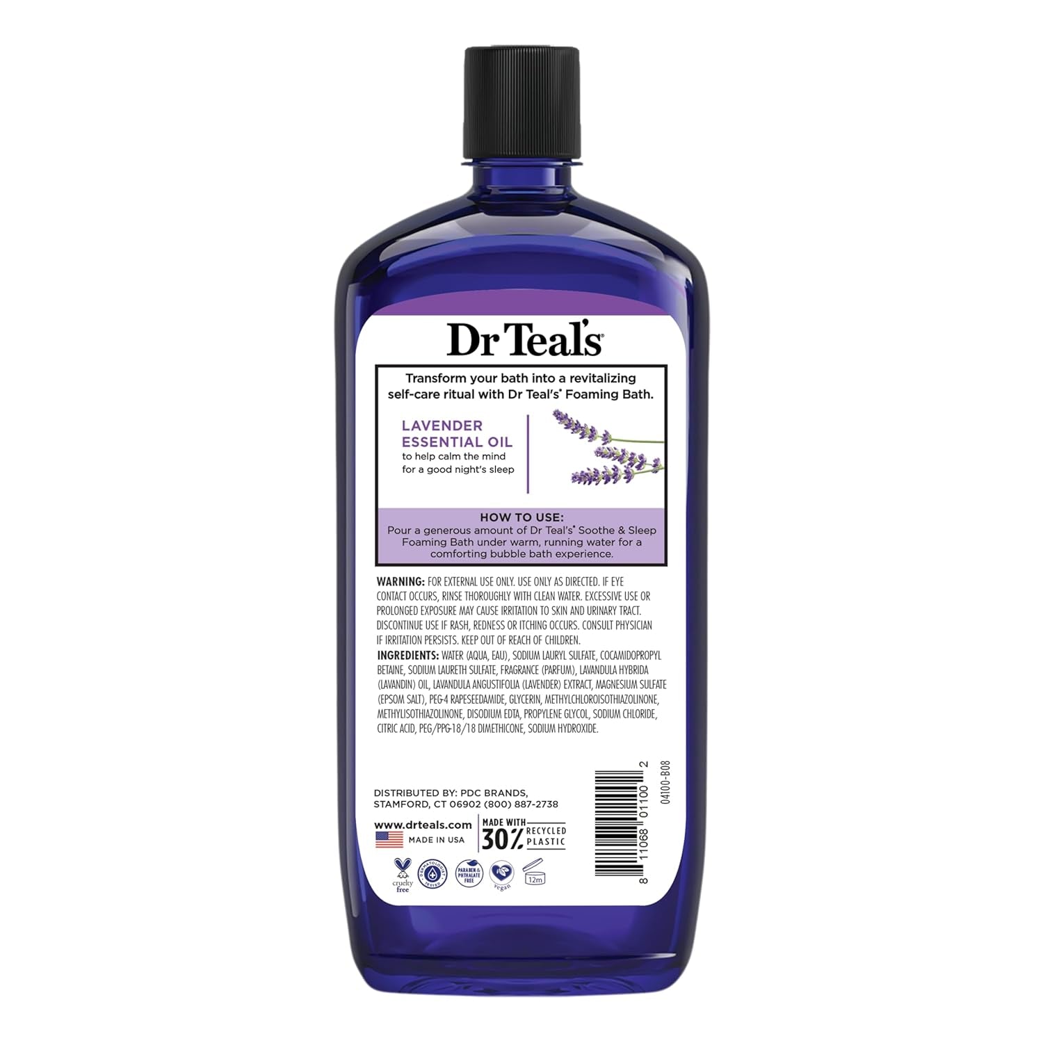 Dr Teal’s Foaming Bath with Pure Epsom Salt – Soothe & Sleep Lavender Bubble Bath Soak, Relaxing Aromatherapy Bath for Stress Relief & Better Sleep, 34 fl oz (Pack of 2)