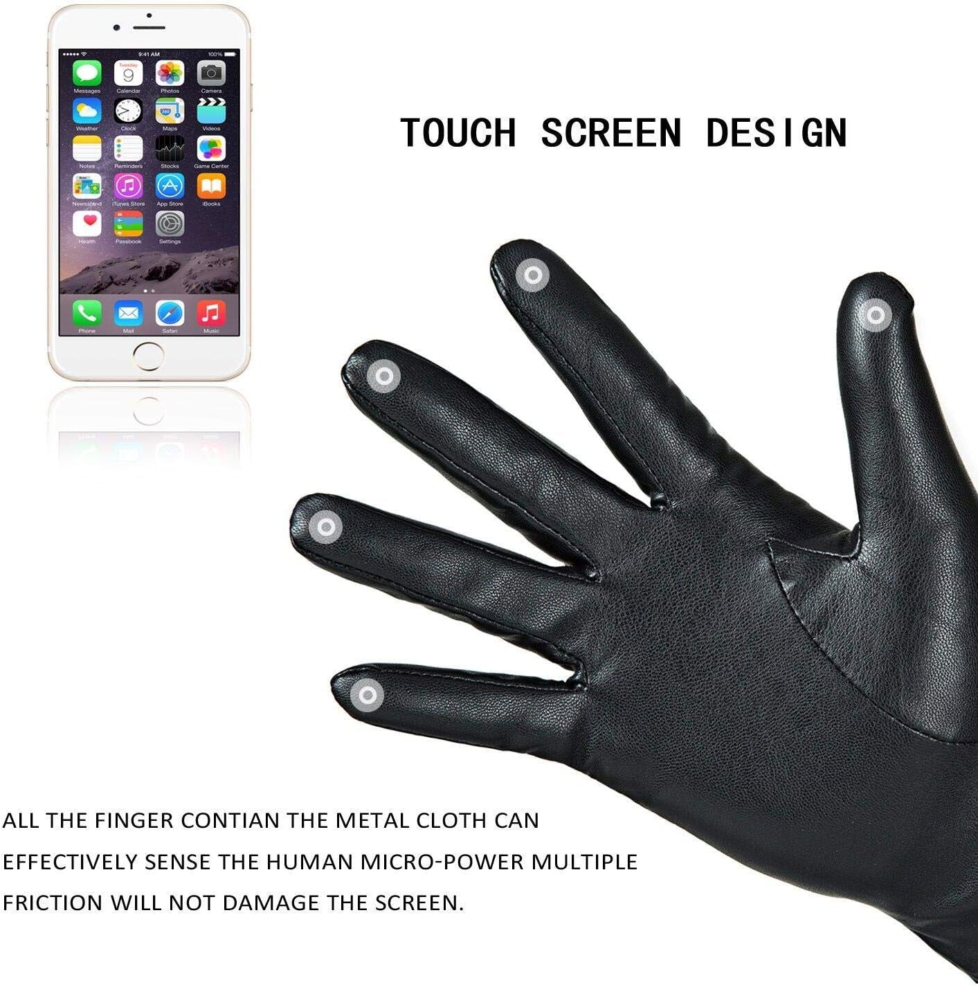 REDESS Women’s Winter Leather Gloves – Wool Fleece Lined, Touchscreen Compatible, Thick Thermal Warm Gloves for Snow, Driving & Cold Weather