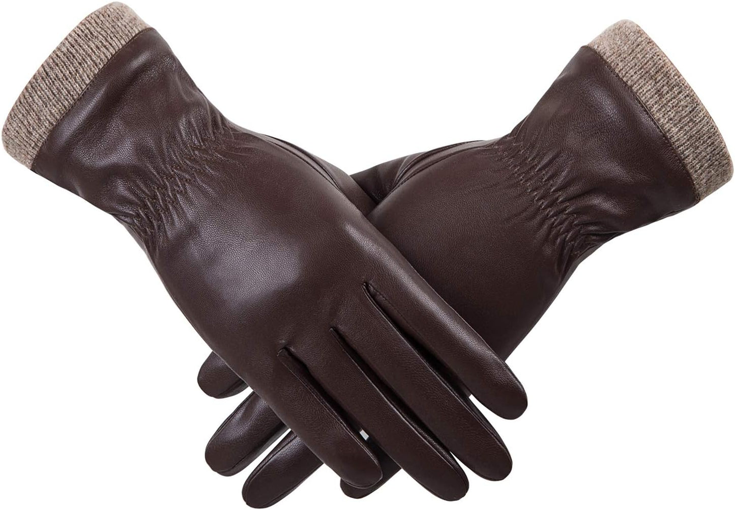 REDESS Women’s Winter Leather Gloves – Wool Fleece Lined, Touchscreen Compatible, Thick Thermal Warm Gloves for Snow, Driving & Cold Weather