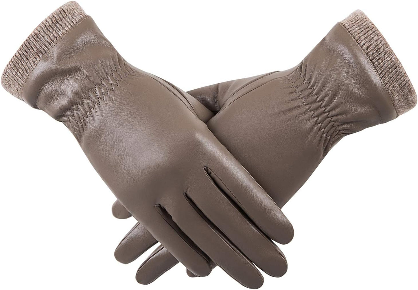 REDESS Women’s Winter Leather Gloves – Wool Fleece Lined, Touchscreen Compatible, Thick Thermal Warm Gloves for Snow, Driving & Cold Weather