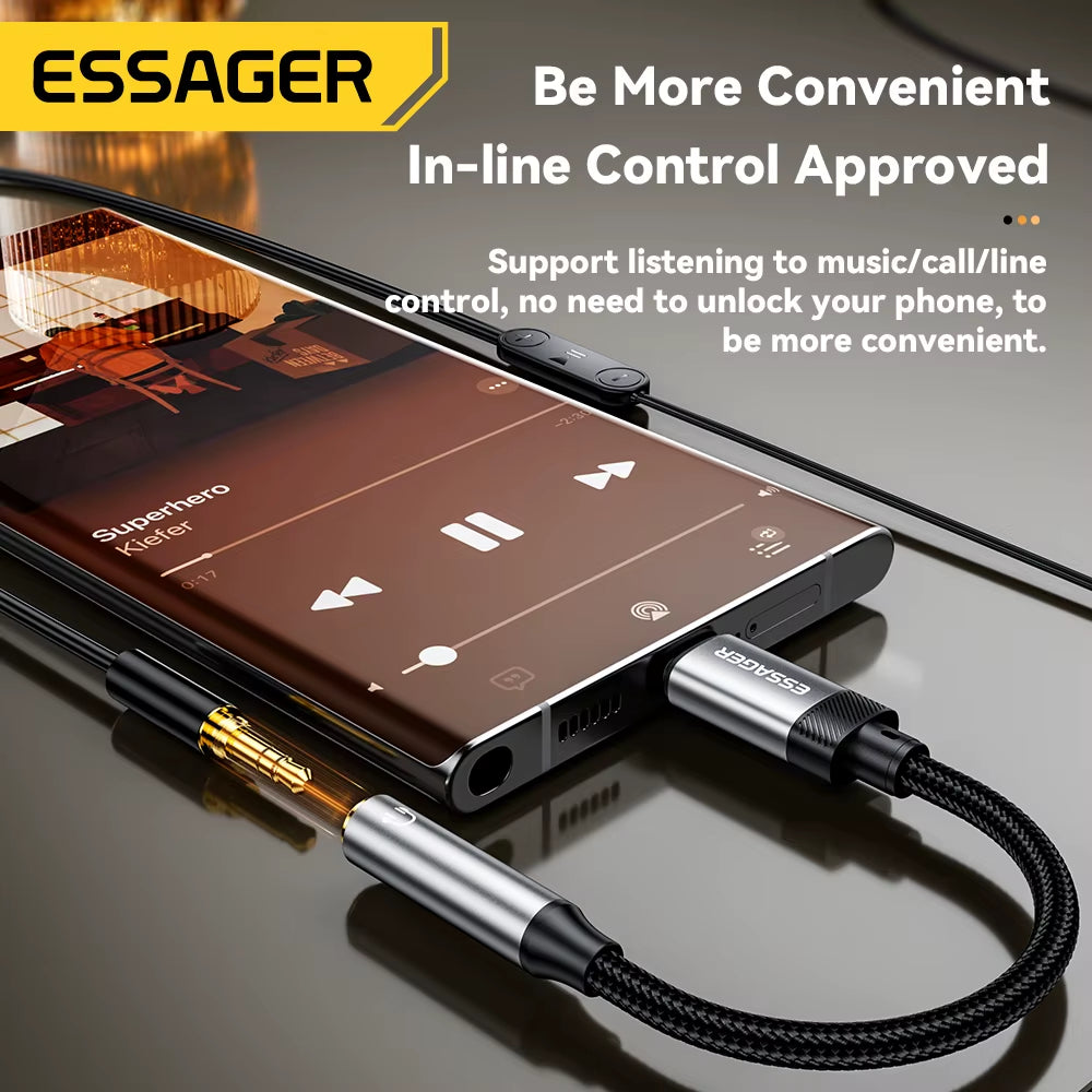 Essager Type C/Lightning to 3.5mm Jack AUX Cable for Various Devices