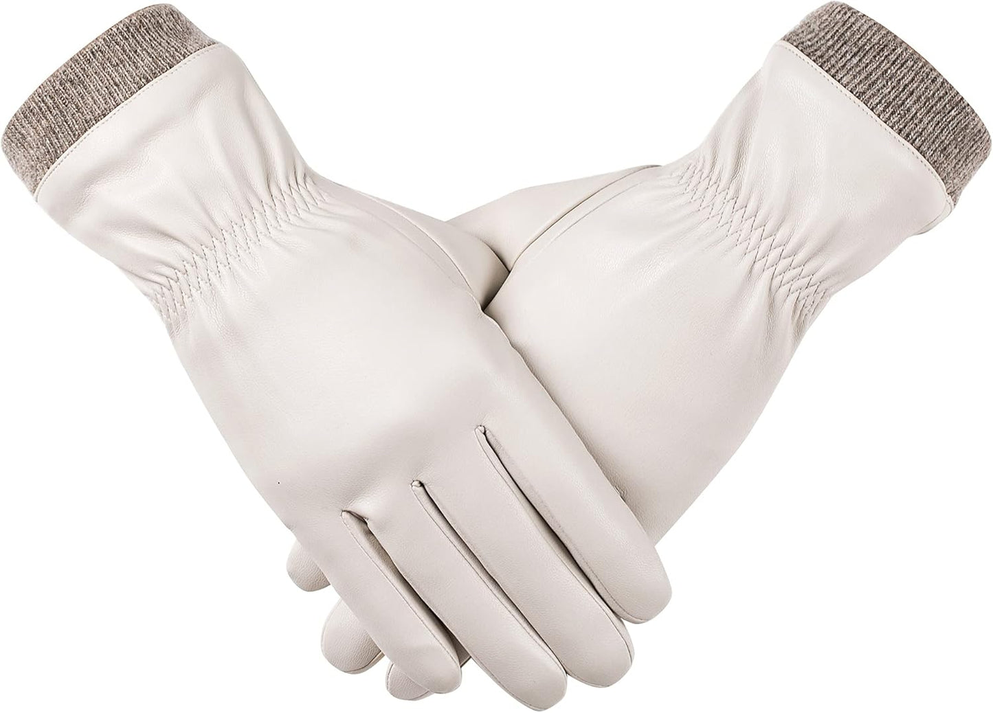 REDESS Women’s Winter Leather Gloves – Wool Fleece Lined, Touchscreen Compatible, Thick Thermal Warm Gloves for Snow, Driving & Cold Weather