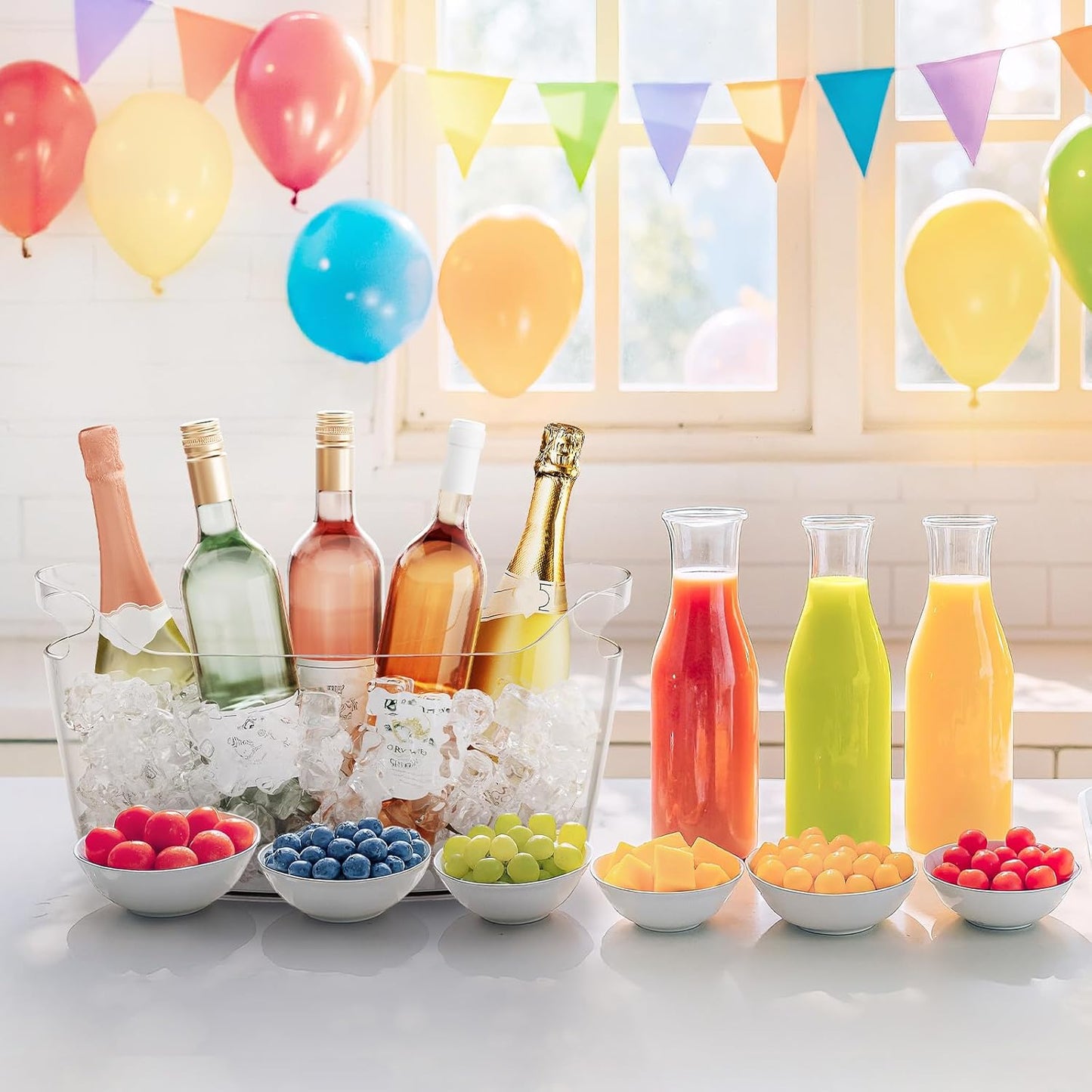 Lifewit 6.5L Ice Bucket for Parties – Portable Drink Tub with Scoop, Plastic Champagne & Wine Cooler for Beer, Cocktails & Mimosa Bar, Beverage Chiller (15 x 7 x 8 in)