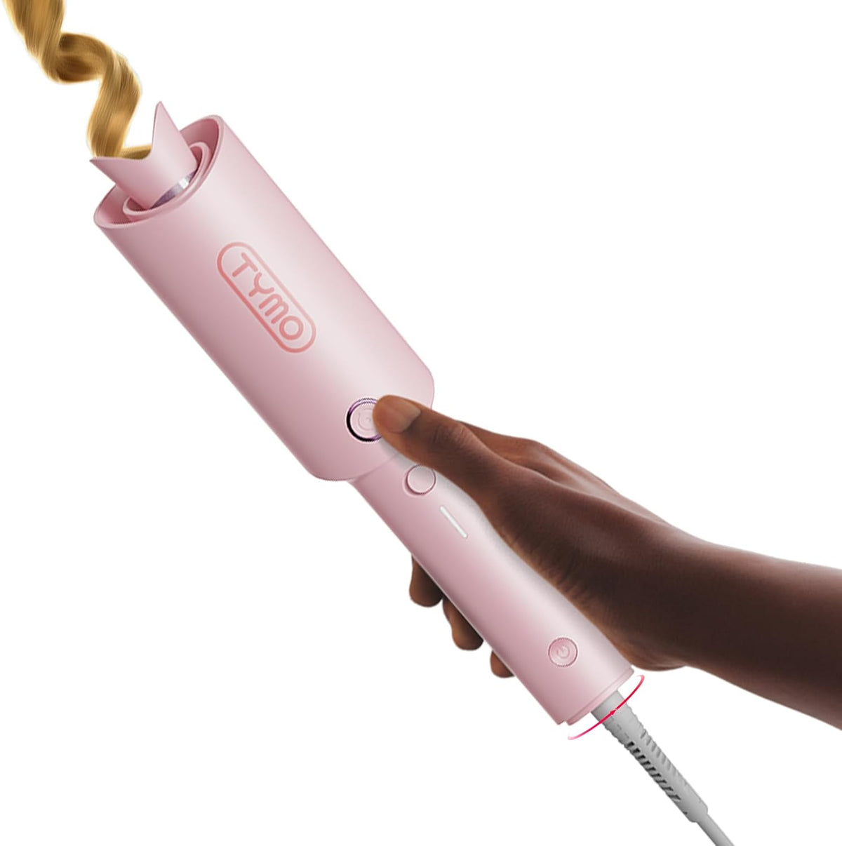 TYMO CURLPRO Automatic Rotating Curling Iron – 1 Inch Beach Wave Hair Curler Wand with 500M Ionic Technology, Ceramic Coating, Dual Voltage, Lightweight Travel-Friendly Design (Metallic Gray)