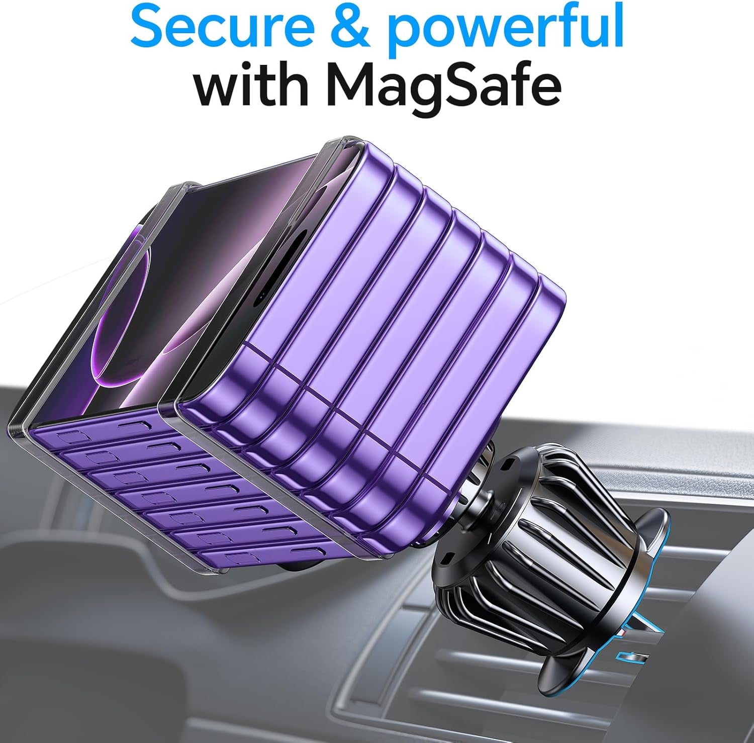 Kaistyle MagSafe Car Mount with 20 Strong Magnets – Magnetic Dash Phone Holder for Car, Secure Cell Phone Mount for android, iPhone 17, 16, 15, 14 Series