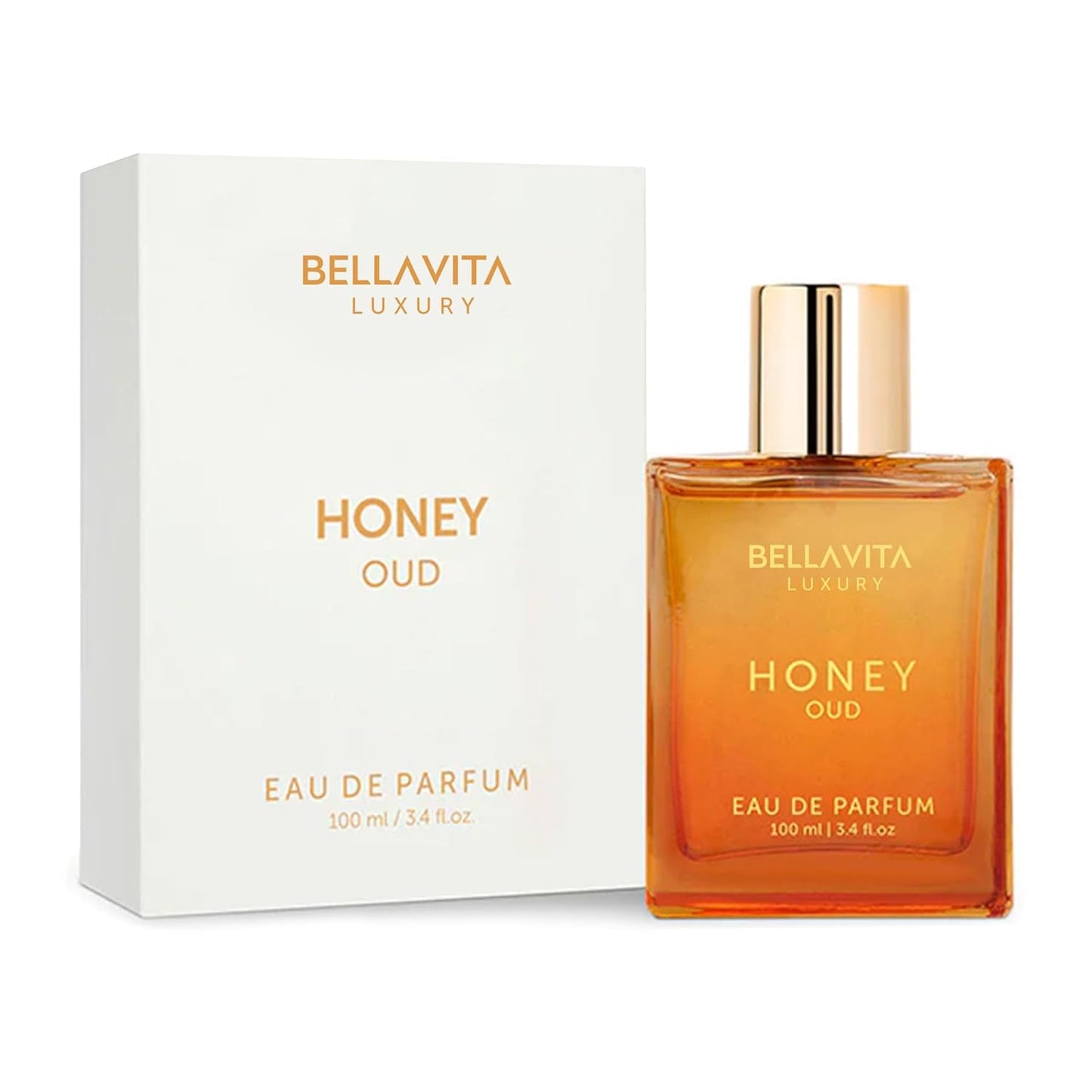 Bellavita Luxury Honey Oud Eau De Parfum – Unisex 3.4 Fl Oz, Long-Lasting Floral, Spicy & Vanilla Fragrance, Clean & Vegan, Cruelty-Free