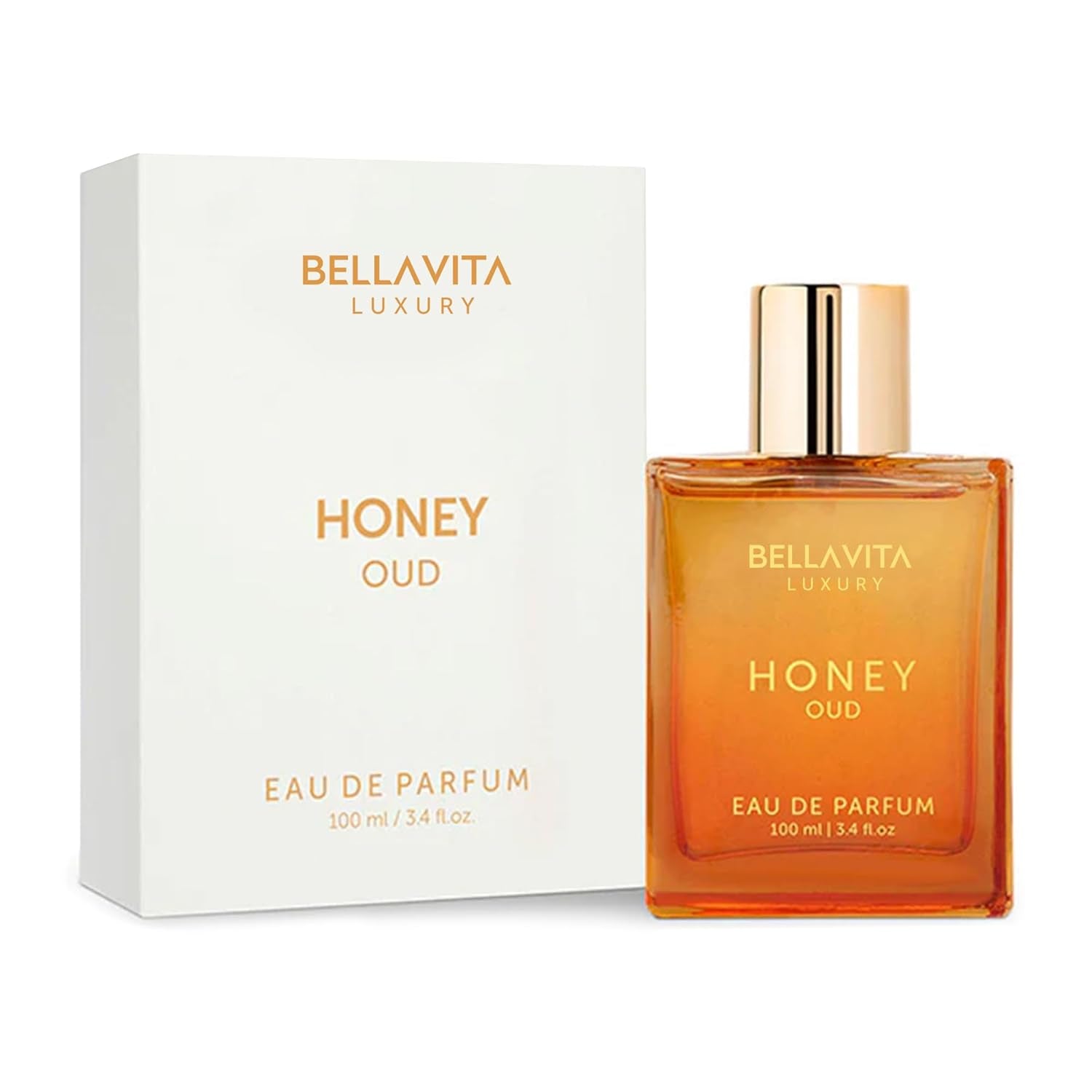 Bellavita Luxury Honey Oud Eau De Parfum – Unisex 3.4 Fl Oz, Long-Lasting Floral, Spicy & Vanilla Fragrance, Clean & Vegan, Cruelty-Free