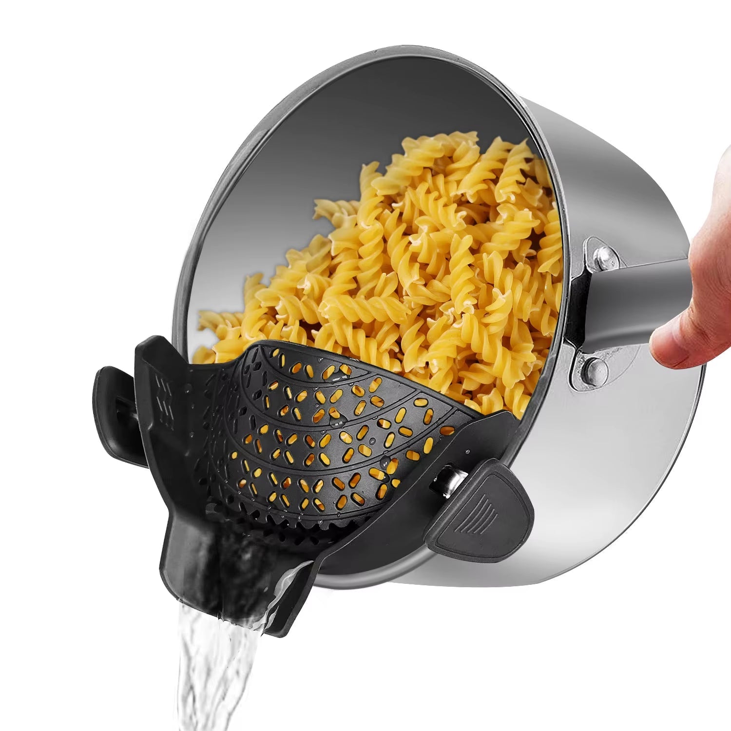 Universal Silicone Clip-On Pan Pot Strainer: Anti-Spill, Food-Grade Colander for Pasta, Fruits, and Vegetables