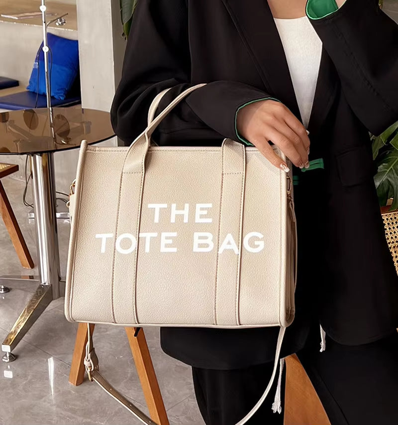 Women's Casual Tote Bag: Fashion PU Leather Shoulder Bag, Large Capacity Travel Handbag