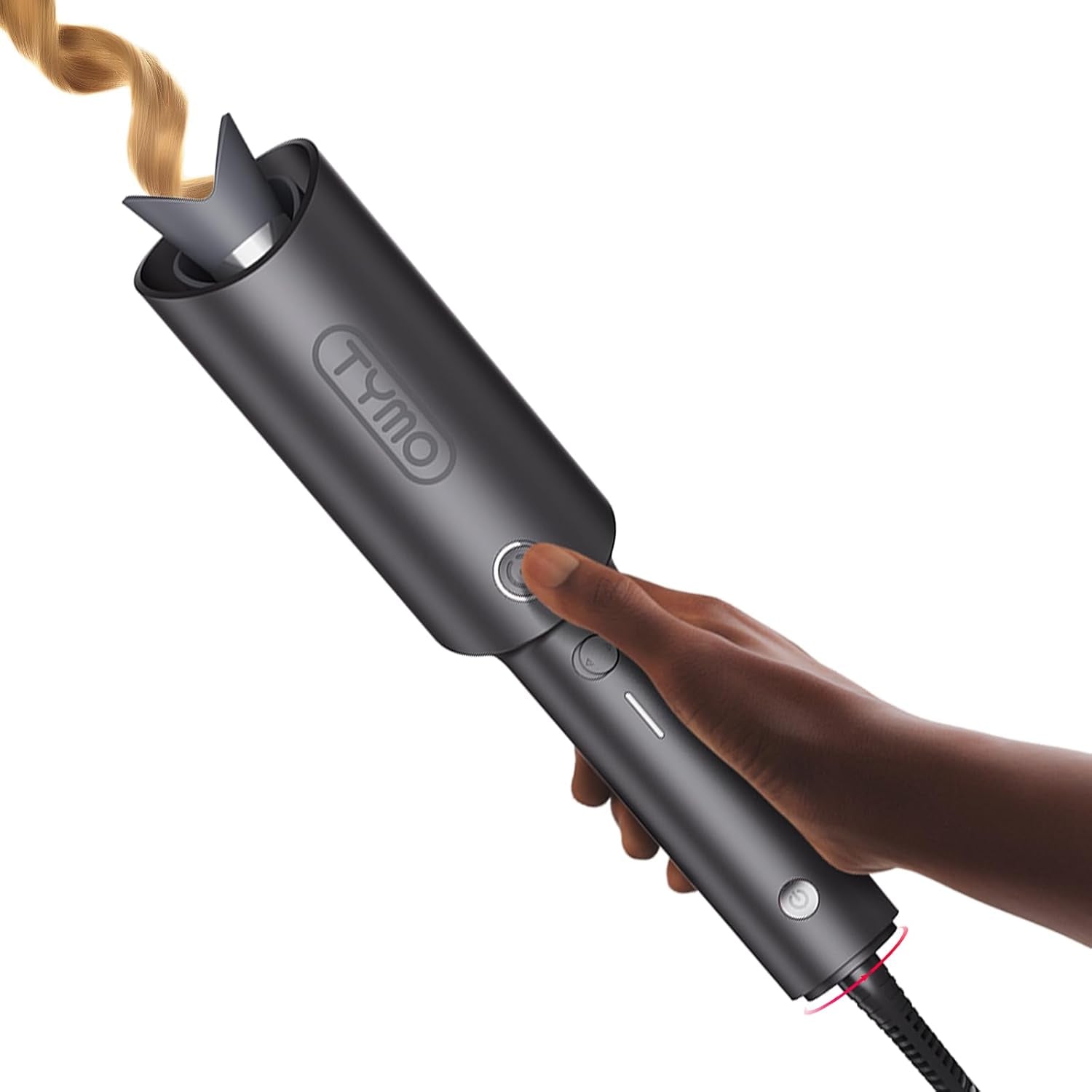 TYMO CURLPRO Automatic Rotating Curling Iron – 1 Inch Beach Wave Hair Curler Wand with 500M Ionic Technology, Ceramic Coating, Dual Voltage, Lightweight Travel-Friendly Design (Metallic Gray)