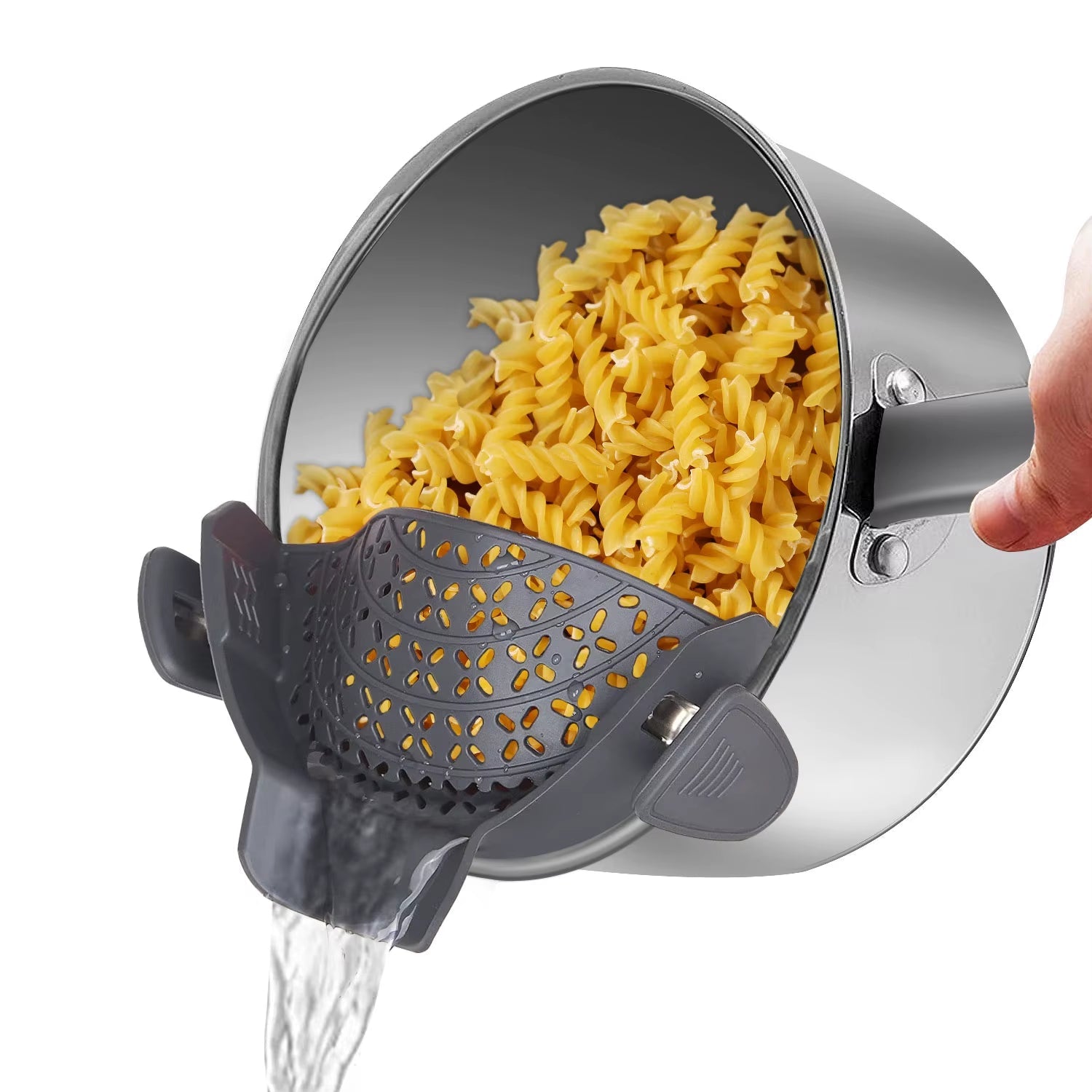 Universal Silicone Clip-On Pan Pot Strainer: Anti-Spill, Food-Grade Colander for Pasta, Fruits, and Vegetables