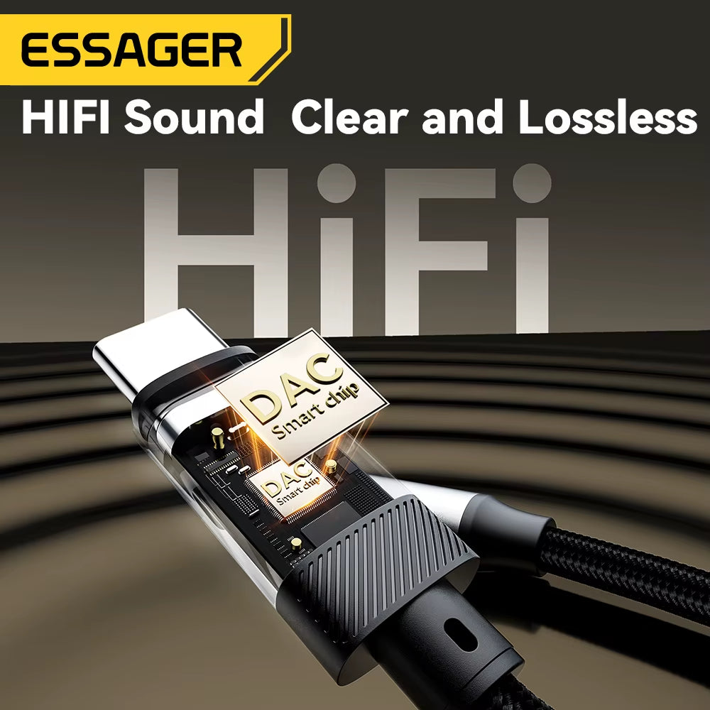 Essager Type C/Lightning to 3.5mm Jack AUX Cable for Various Devices