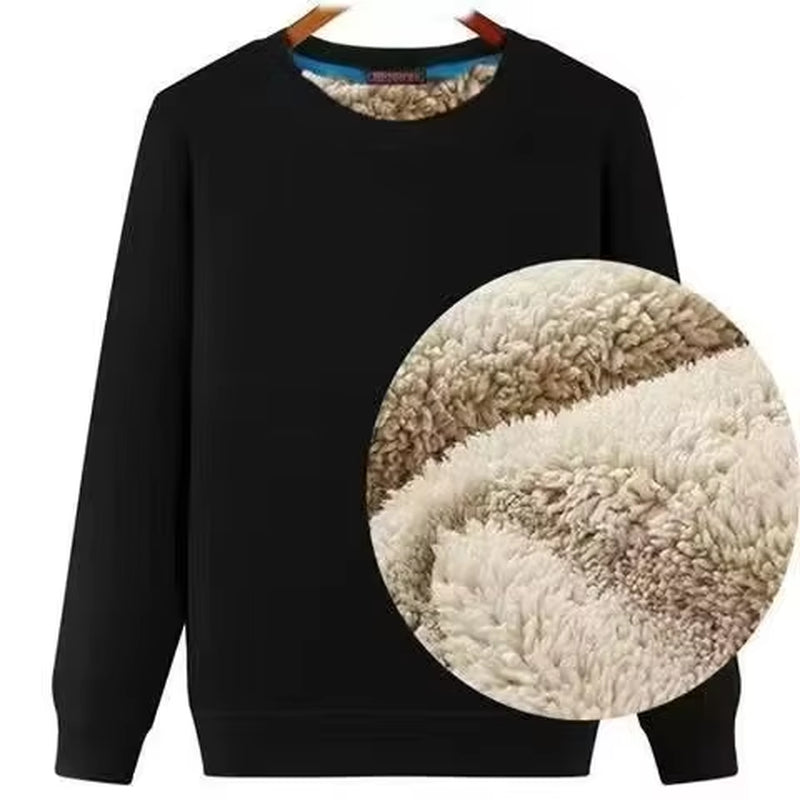 Men's New Winter Warm Fleece-Lined T-Shirt: Thick Crew Neck Pullover Sweatshirt