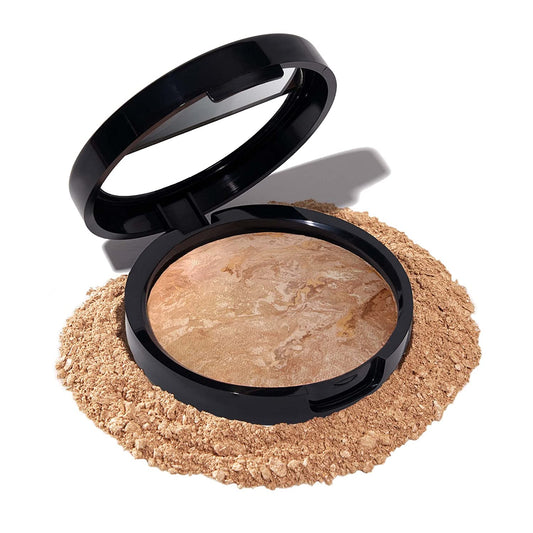 LAURA GELLER NEW YORK Baked Balance-N-Brighten Color Correcting Powder Foundation – Medium, Buildable Coverage, Demi-Matte Finish